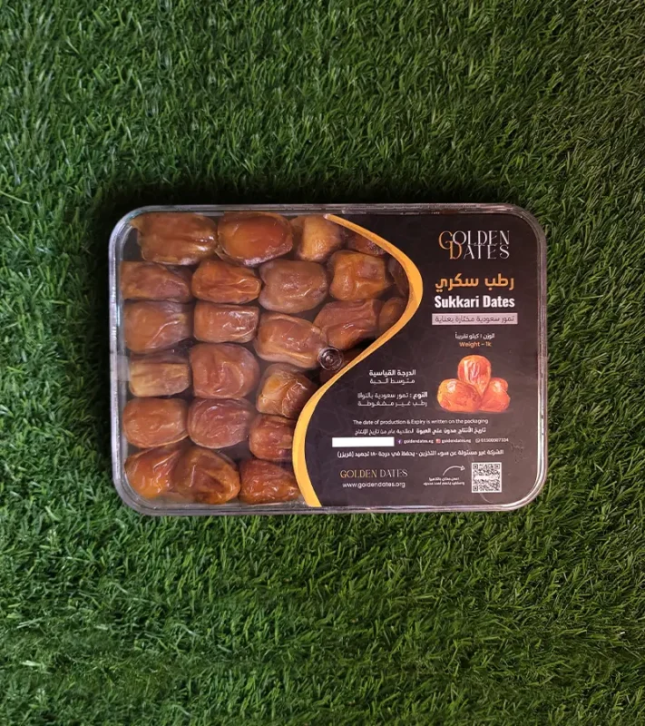 Rotab sukkari malaki 1k pack from golden dates - علبة رطب سكري ملكي 1 كيلو من جولدن ديتس